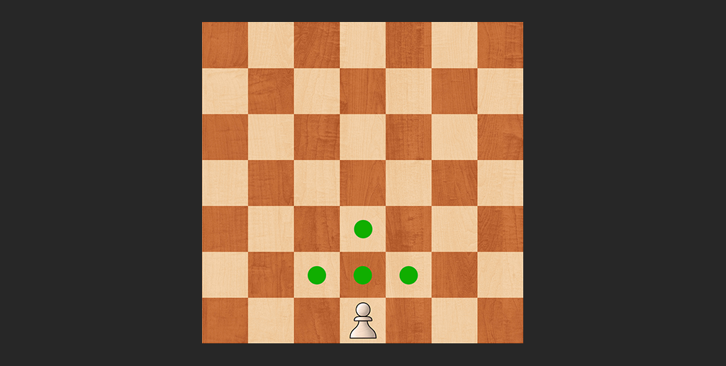 Pawn movement diagram showing forward move and diagonal capture